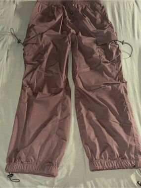 Men's Cargo Pants in Mauve-Pink with Drawstring Ankles
